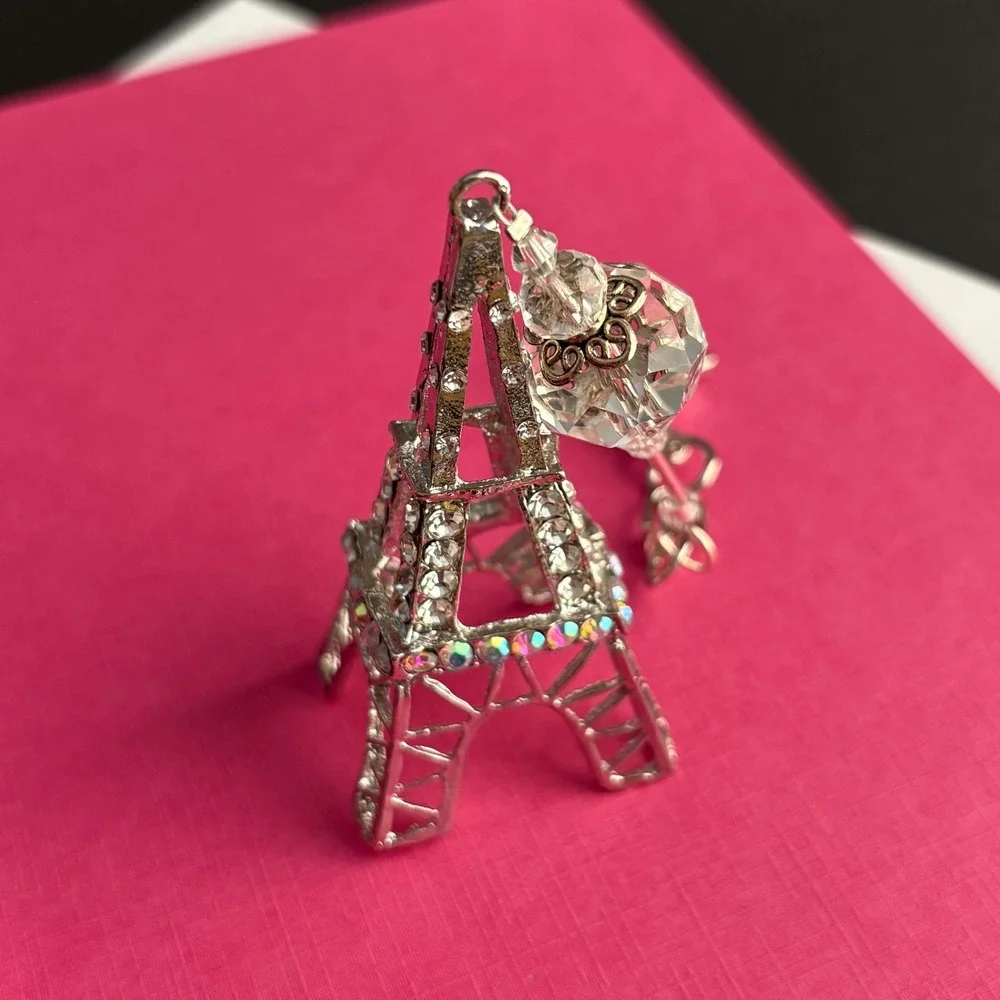 Eiffel Tower Rhinestone Crystal Bead Paris Purse‎ Charm Keychain Bag Accessory